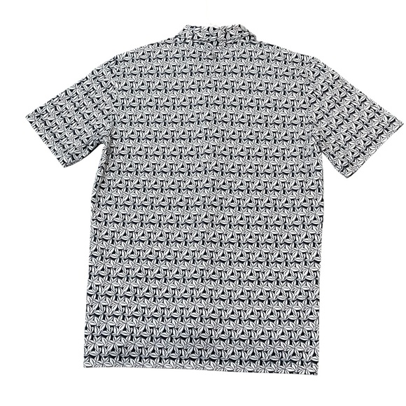 STITCH MENS GOLF POLO SHIRT NAVY WHITE MEDIUM CASUAL STRETCH SHORT SLEEVE EUC. - Picture 6 of 8